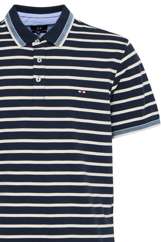 Peter Stripe Polo | Navy Salute