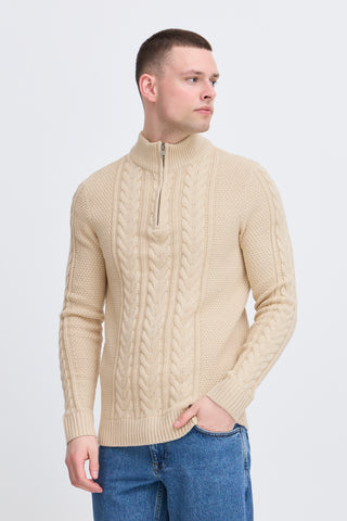 Basim Half Zip  | Oyster Grey