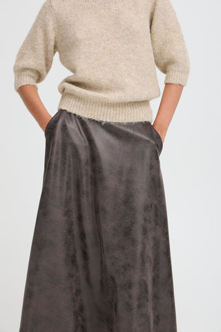 Dimion Skirt | Brown Vegan Leather