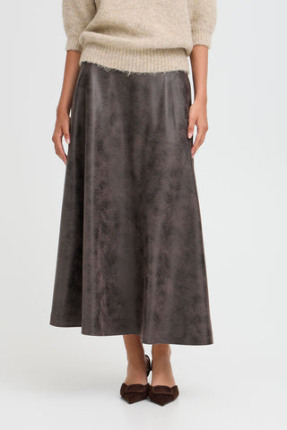 Dimion Skirt | Brown Vegan Leather