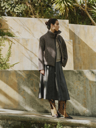 Dimion Skirt | Brown Vegan Leather