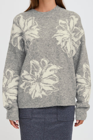 Omea Flower Jumper | Mid Grey Melange