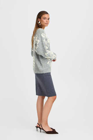 Omea Flower Jumper | Mid Grey Melange