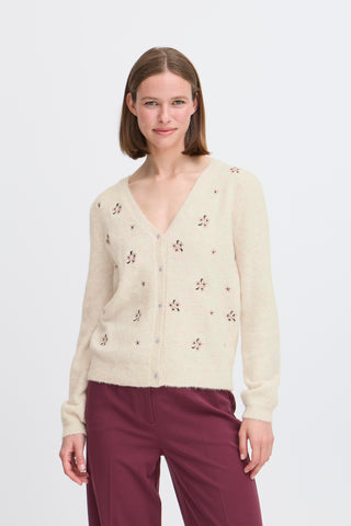 Omea Embroidered Cardigan | Birch Melange