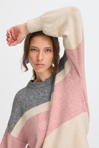 Omea Round Neck Jumper | Pale Mauve Mix