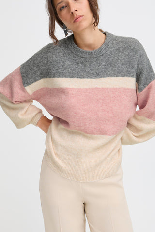 Omea Round Neck Jumper | Pale Mauve Mix