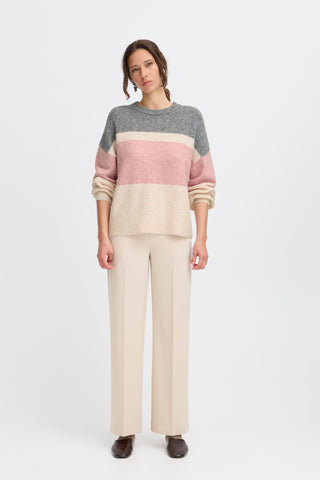Omea Round Neck Jumper | Pale Mauve Mix