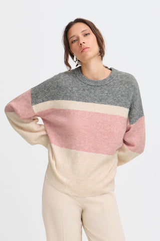 Omea Round Neck Jumper | Pale Mauve Mix
