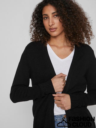 Viril Open Long Sleeve Knit Cardigan | Black