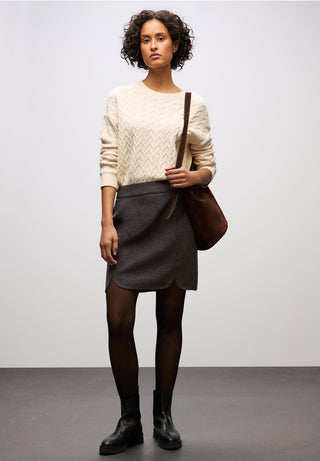 Maja Faux Wool Skirt | Rustic Brown Melange