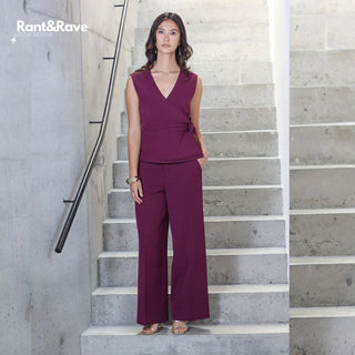 Allyson Wide Leg Trousers | Cranberry