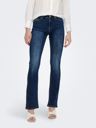 Blush Mid Flared Jean | Dark Blue Denim
