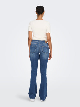 Blush Mid Waist Flare Jean | Medium Blue Denim
