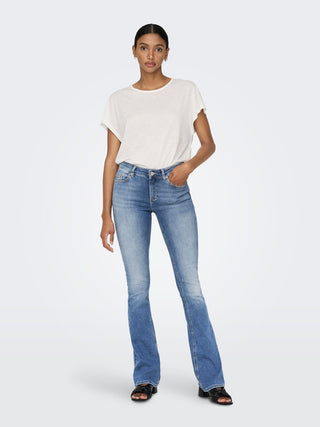Blush Mid Waist Flare Jean | Light Blue Denim