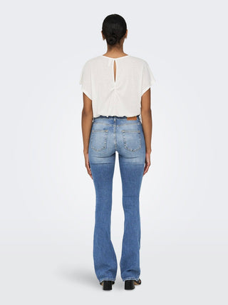 Blush Mid Waist Flare Jean | Light Blue Denim