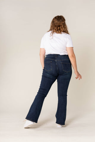 UCB Nina Carter High Waist Flared Bootcut Jeans Dark Blue