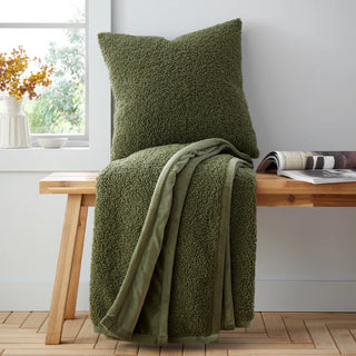So Soft Velvet Boucle Cushion | Olive