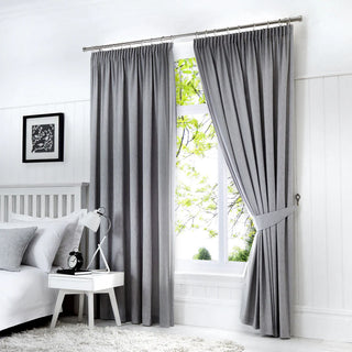 Dijon Pencil Pleat Blackout Curtains | Silver