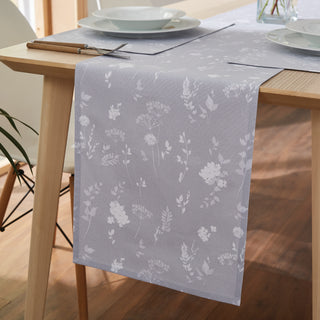 Catherine Lansfield Meadowsweet Floral Runner White Grey
