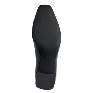 Round Court Block Heel Shoe | Dark Navy