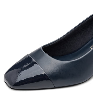 Round Court Block Heel Shoe | Dark Navy