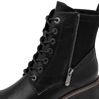 Round Toe Lace Up Ankle Boot | Black
