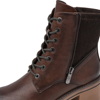 Round Toe Lace Up Ankle Boot | Chestnut