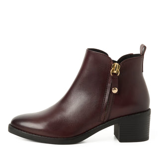 Round Toe  Zipper Ankle Boot | Bordeaux