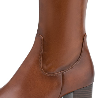 Faux Leather Knee High Boot | Cognac