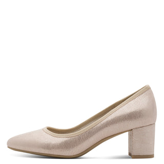 Block Heeled Pumps  | Beige Metallic