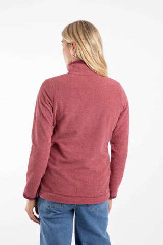 Sarah 1/4 Zip Textured Fleece | Garnet