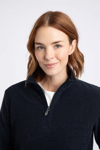 Sarah 1/4 Zip Textured Fleece | Midnight