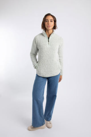 Madi Cosy 1/4 Zip Fleece | Sage