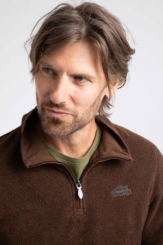 Errill 1/4 Zip Textured Fleece | Chocolate