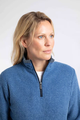 Beye 1/4 Zip Grid Fleece | Estate Blue