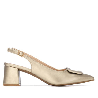 Block Heel Slingback | Gold