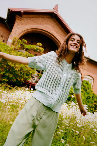 Magio Short Sleeve Cardigan | Blue Haze