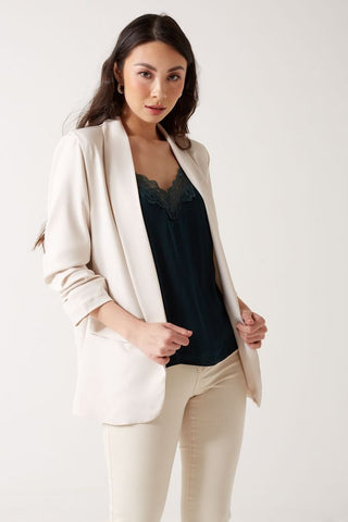 Chantel Ruched Sleeve Blazer Taupe