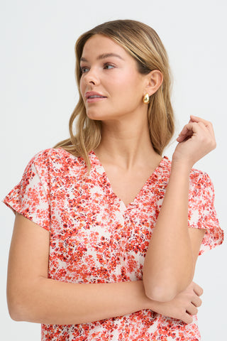 Merle Short Sleeve Top | Floral Hibiscus