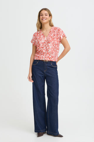 Merle Short Sleeve Top | Floral Hibiscus