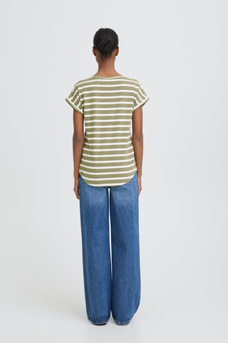 Pamila Round Neck Tee | Vetiver Stripe