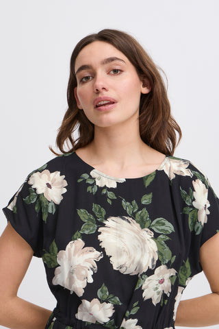 Mjoelle O Neck Dress  | Black Roses