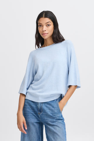 Nonina Loose Short Sleeve Jumper | Cashmere Blue Melange