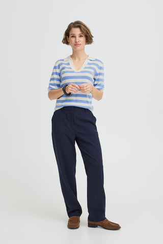 Morla Short Sleeve Polo | Della Robbia Blue Stripe