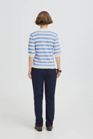 Morla Short Sleeve Polo | Della Robbia Blue Stripe