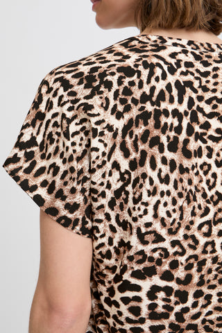 Mjoelle V Neck Top  | Birch Leopard