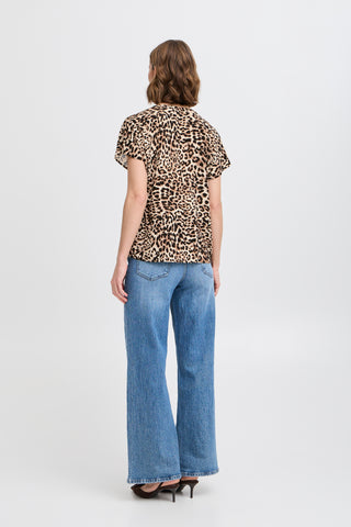 Mjoelle V Neck Top  | Birch Leopard