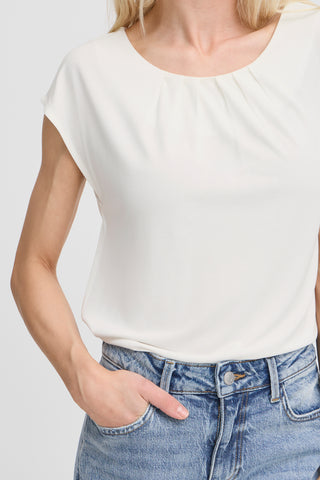 Perl Pleat Tee | Marshmallow
