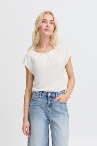 Perl Pleat Tee | Marshmallow
