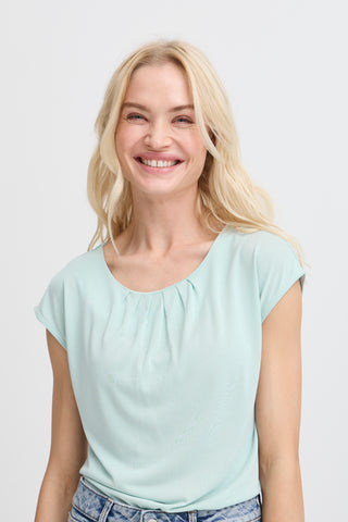 Perl Pleat Tee | Blue Haze